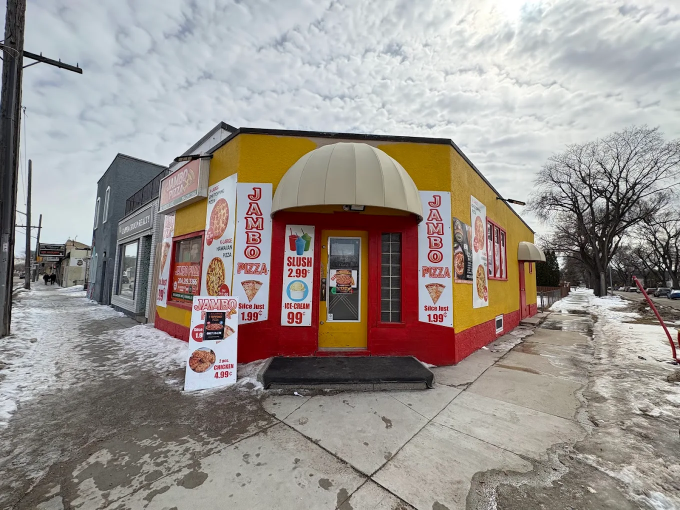 Jambo Pizza storefront at 818 Sargent Ave — pizza delivery across Winnipeg