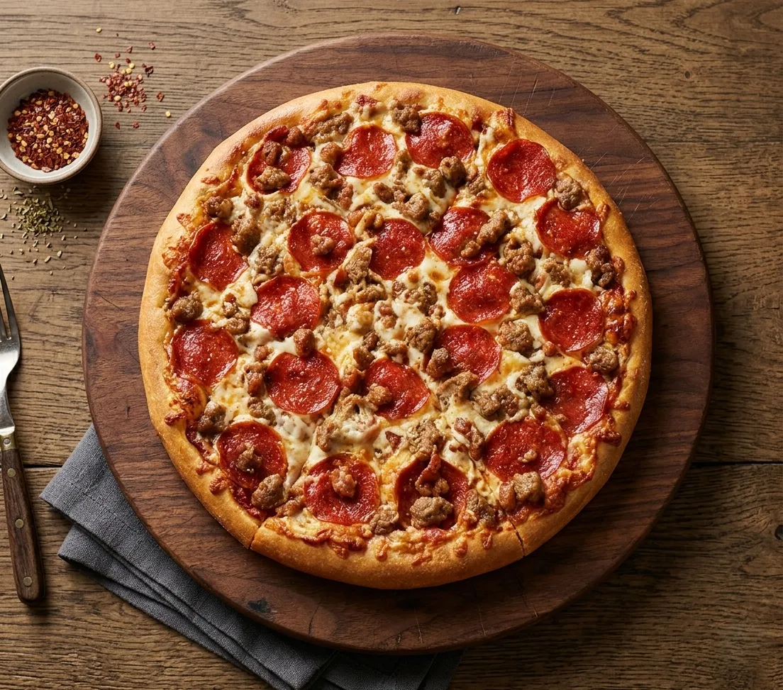 Meat Lovers Pizza — loaded with quality beef and chicken at Jambo Pizza Winnipeg