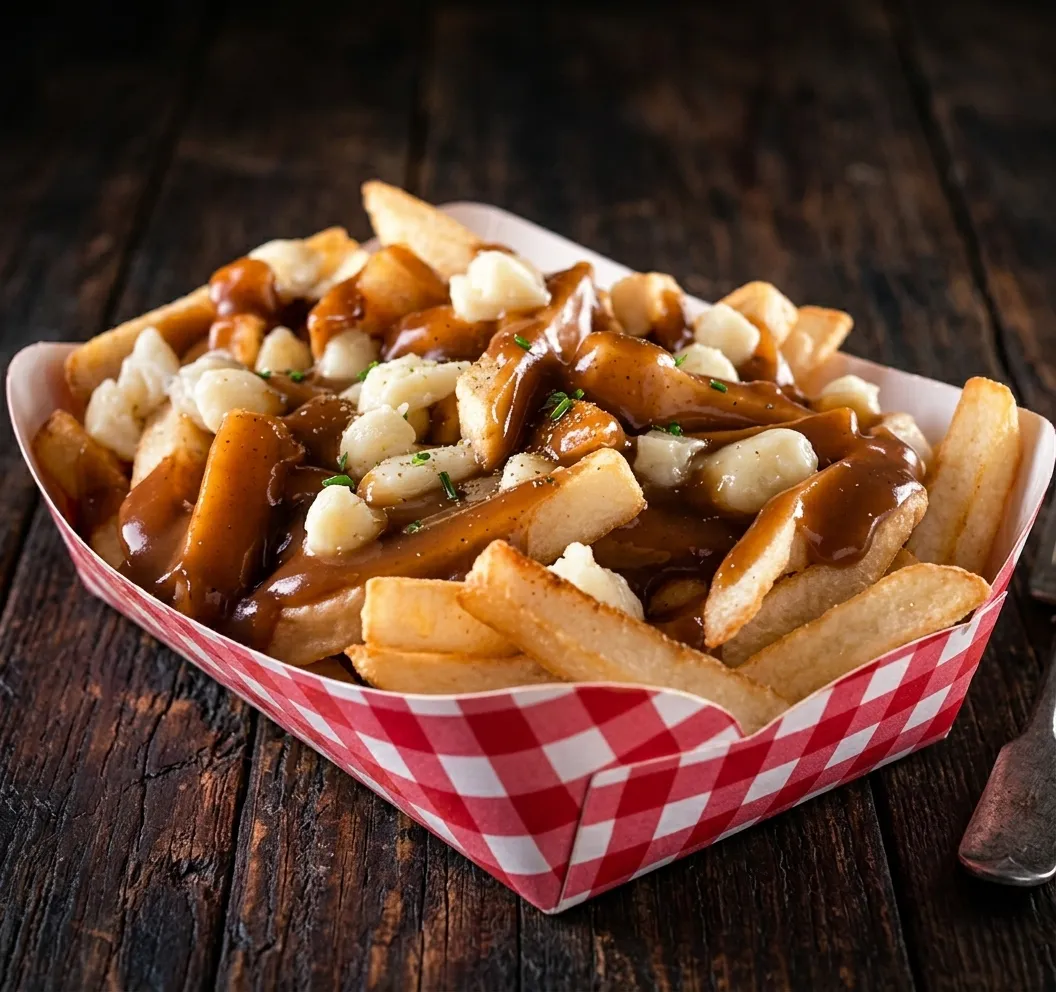 Classic Poutine with cheese curds and gravy at Jambo Pizza, Winnipeg West End